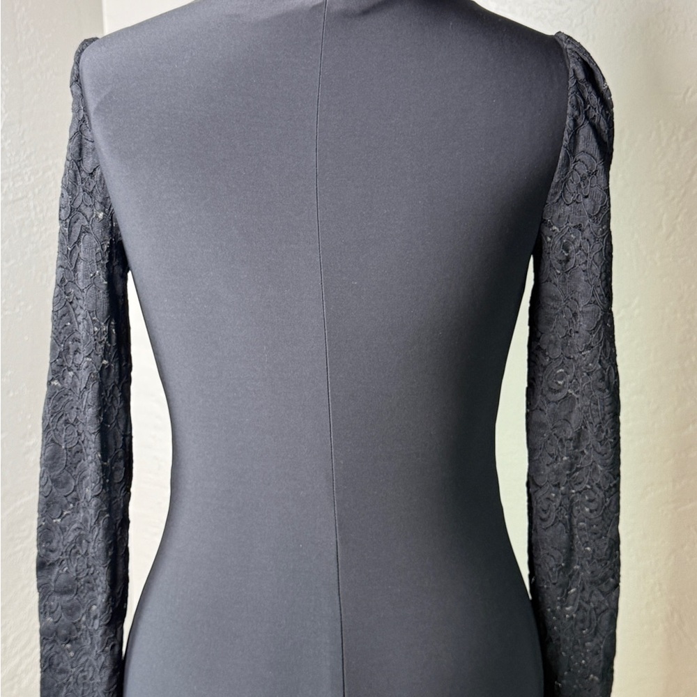 Lauren Ralph Lauren Black Wrap Sheath Dress Lace Long Sleeve Cocktail Size 0 - Picture 8 of 12